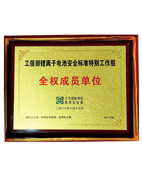 工信部锂离子电池安全标准特别工作组全权成员单位